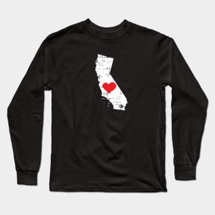 <3 California State Map Gift T Shirt for Men Women and Kids Long Sleeve T-Shirt